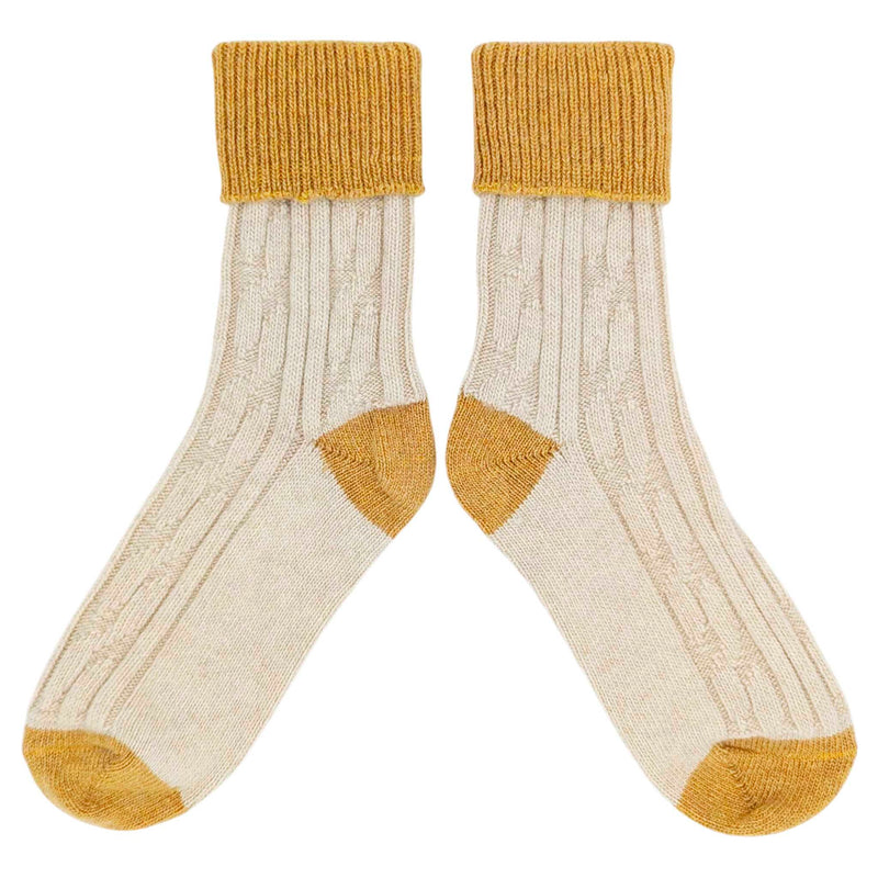 oat & yellow cashmere slouch socks