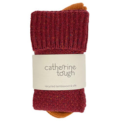 Unisex Red & Rust Recycled Silk Blend Knee Socks