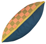 Peach Check Cotton Print Cushion