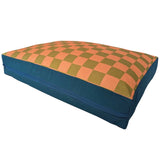 Dog Bed - Peach & Green Check Printed Cotton