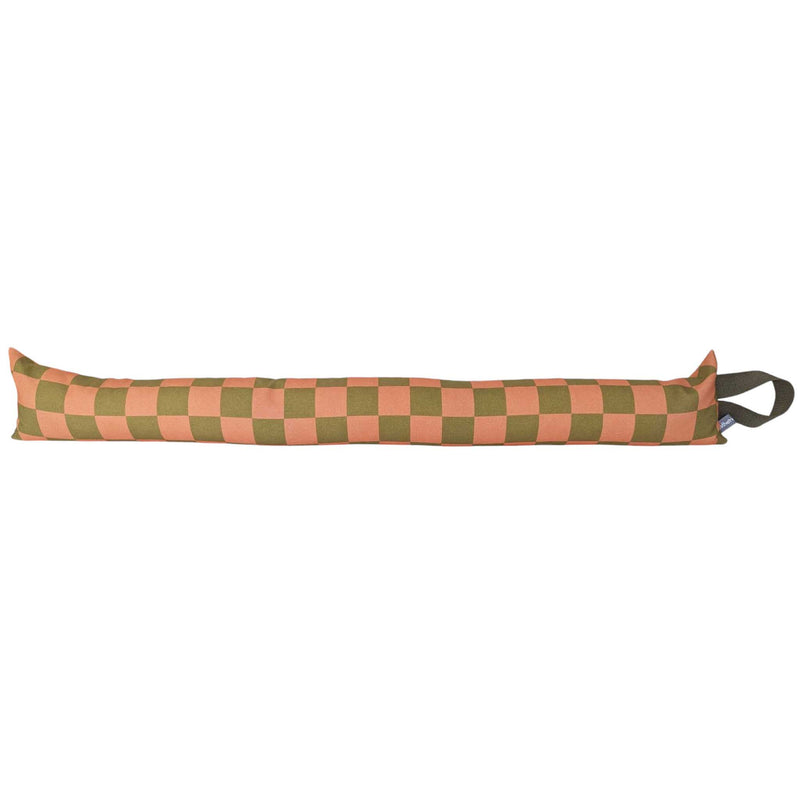 Peach Check Draught Excluder With Lavender & Biofoam