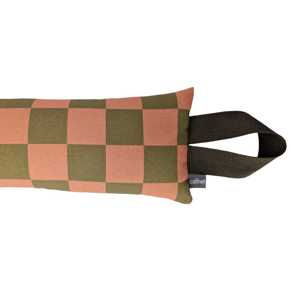 Peach Check Draught Excluder With Lavender & Biofoam