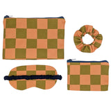 Peach Square Cotton Pouch Travel & Sleep Set