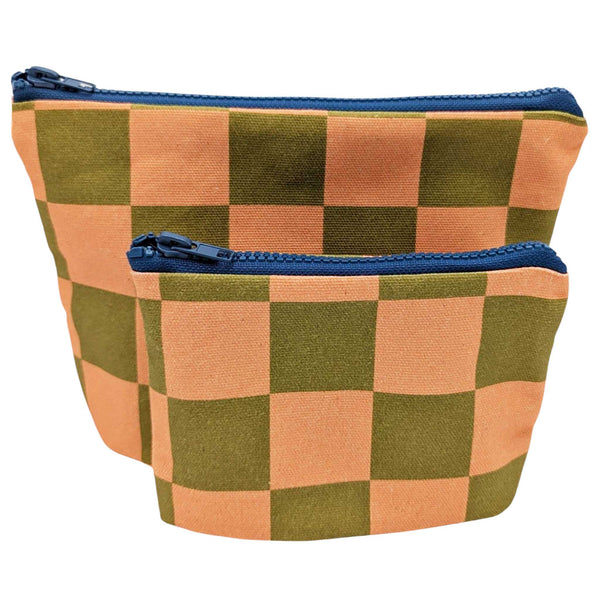 Peach Sqaure Cotton Pouch - Set of Two