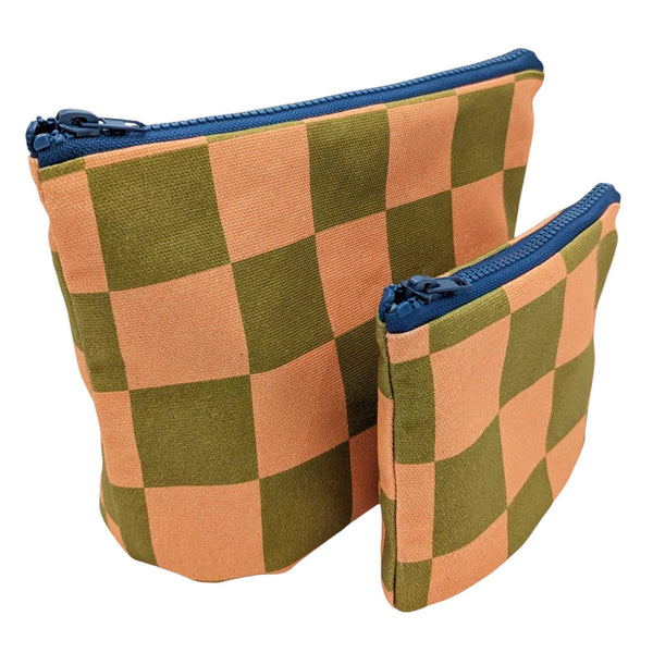 Peach Sqaure Cotton Pouch - Set of Two