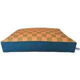 Dog Bed - Peach & Green Check Printed Cotton