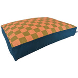 Dog Bed - Peach & Green Check Printed Cotton