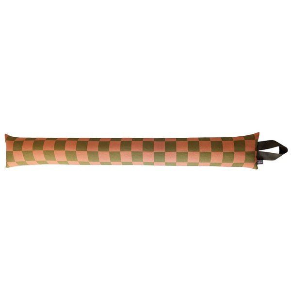 Peach Check Draught Excluder With Lavender & Biofoam