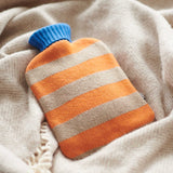 Lambswool Hot Water Bottle Cover - Peach & Mushroom Stripes