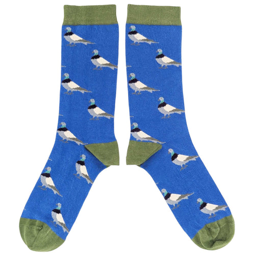 Men's Organic Cotton Ankle Socks - Blue Pigeons