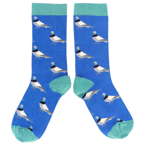 Women's Organic Cotton Ankle Socks -  Blue Pigeons