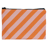Pink Stripe Cotton Pouch - Set of Two