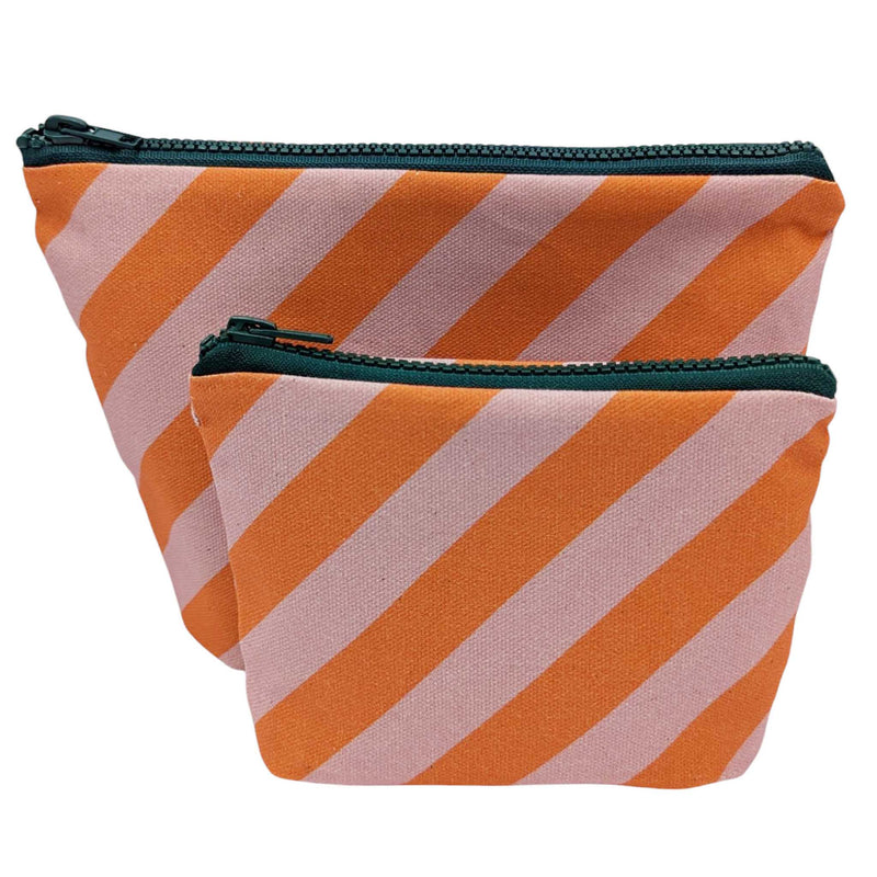 Pink Stripe Cotton Pouch set