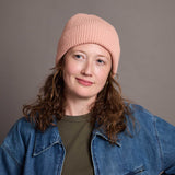 Lambswool Ribbed Beanie - Soft Pink