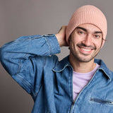 Lambswool Ribbed Beanie - Soft Pink
