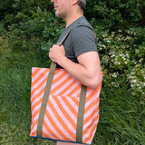 Orange Stripe Cotton Tote Shopper Bag