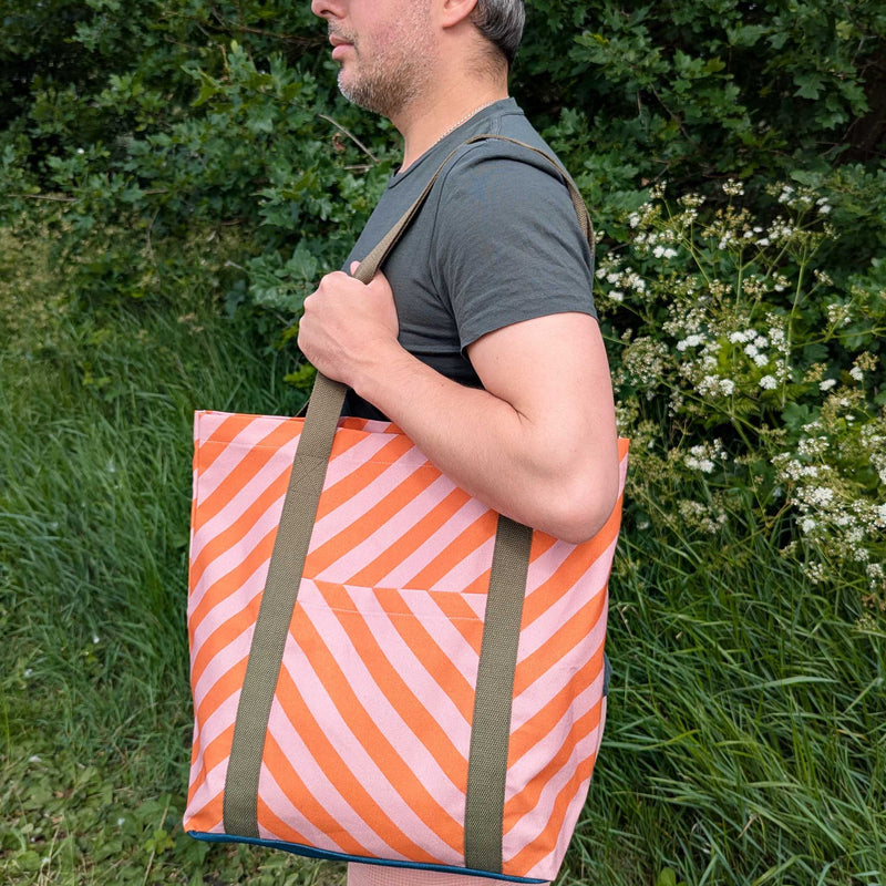 Orange Stripe Cotton Tote Shopper Bag