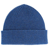 Denim Blue Ribbed Lambswool Unisex Beanie