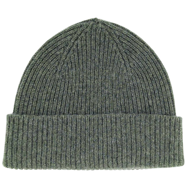 Soft Green Ribbed Lambswool Unisex Beanie