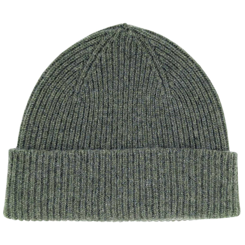 Soft Green Ribbed Lambswool Unisex Beanie