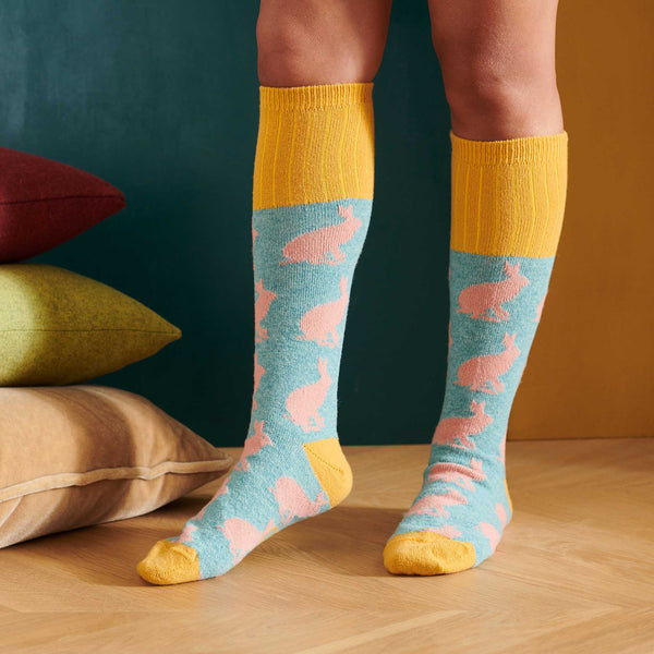 Women's Jade Rabbits Lambswool Knee Socks