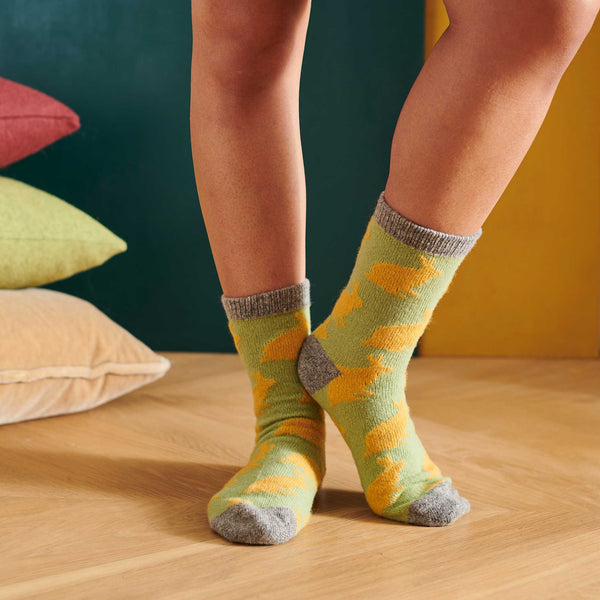 Women's Mint Green Rabbits Lambswool Ankle Socks