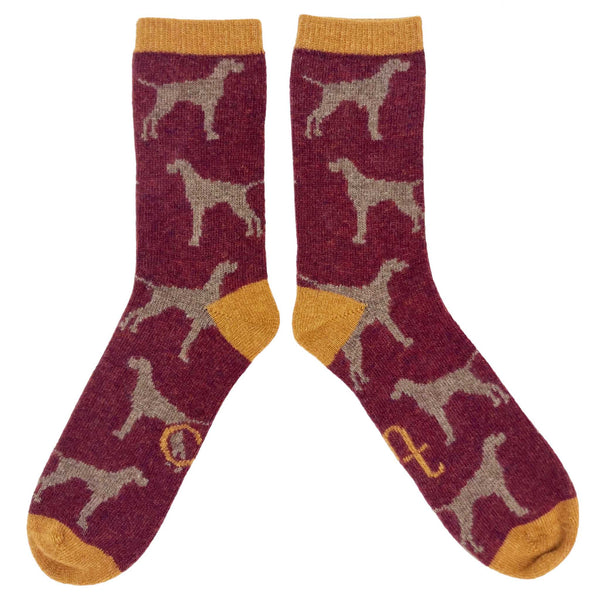 Men's Dark Red Dog Lambswool Ankle Socks