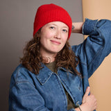 Lambswool Ribbed Beanie - Scarlet Red