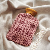 Lambswool Hot Water Bottle Cover - Plum Fair Isle