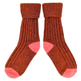 Unisex Rust & Pink Recycled Silk Blend Chunky Socks