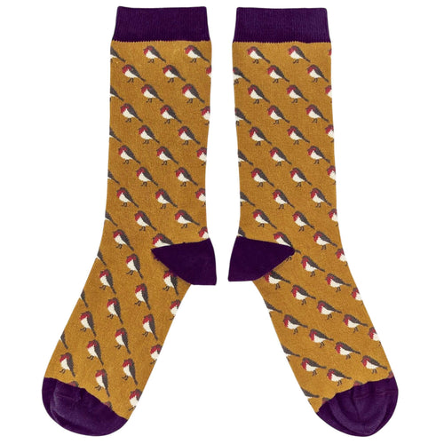 Men's Organic Cotton Ankle Socks - Ginger Robins