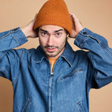 Lambswool Ribbed Beanie - Rust Orange