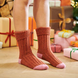 Unisex Rust & Pink Recycled Silk Blend Chunky Socks