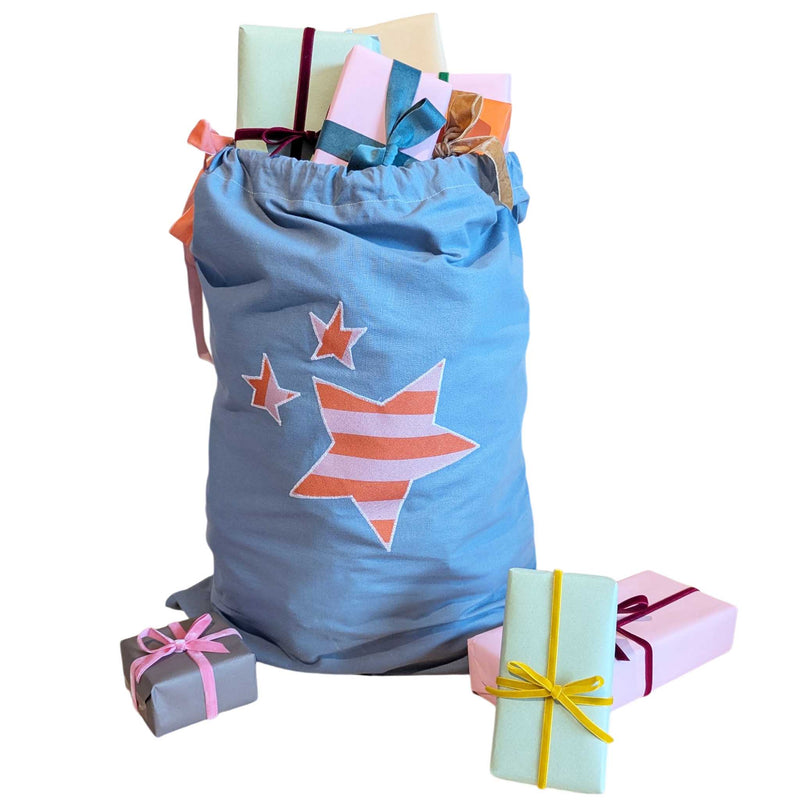 Christmas Sack - Grey Stars