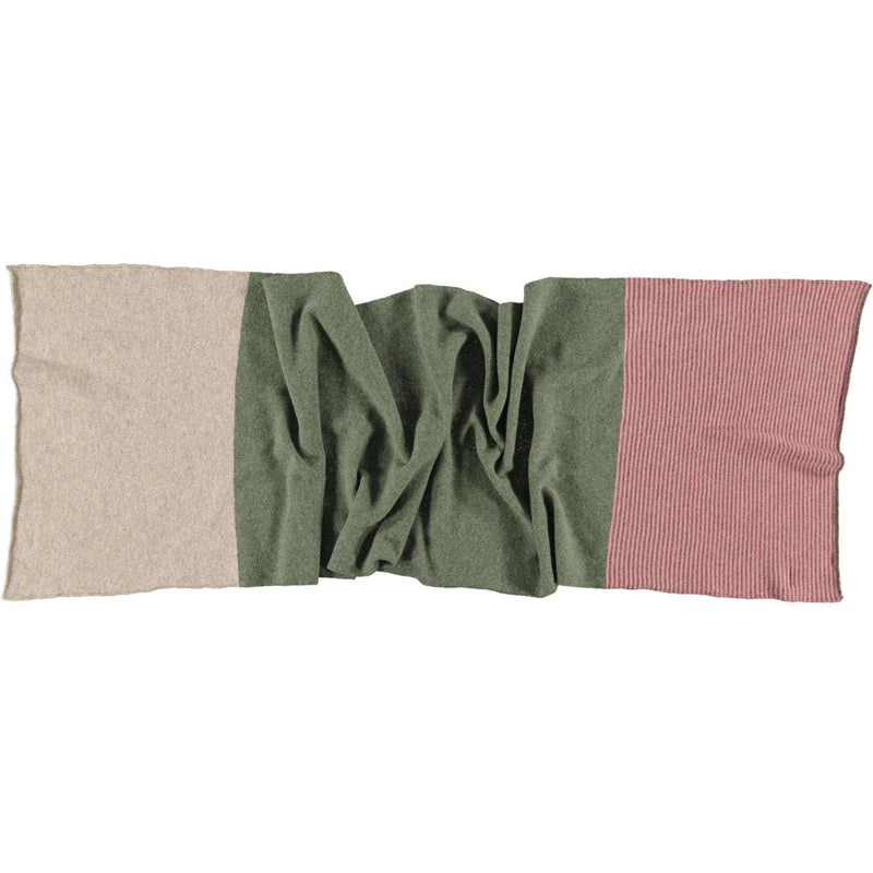 SCARF - lambswool - wide stripe - green pink 