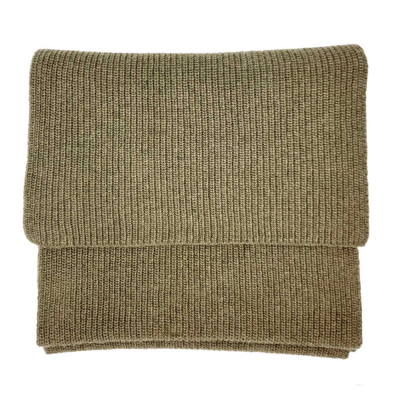 green cashmere mix scarf knitted rib design 