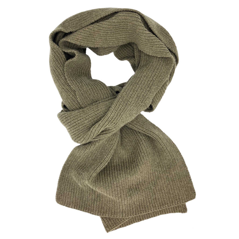 green cashmere mix scarf knitted rib design 