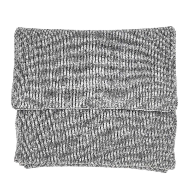 Soft Grey  unisex Cashmere Blend Scarf knitted rib design