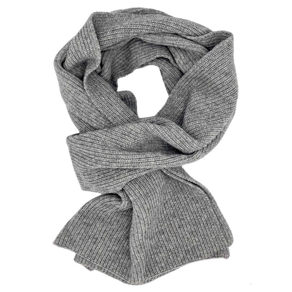 Soft Grey  unisex Cashmere Blend Scarf knitted rib design