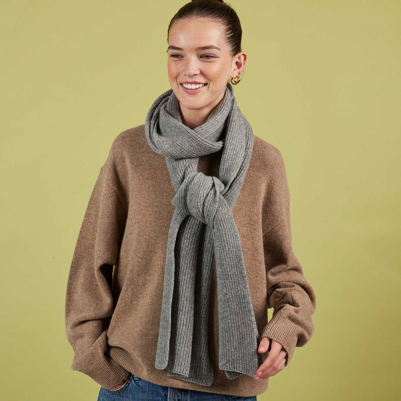 Soft Grey Cashmere Blend Scarf