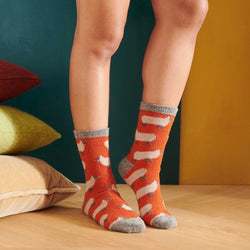 Women's Orange  & Grey Sheep Lambswool Ankle Socks