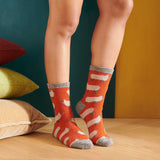 Women's Orange  & Grey Sheep Lambswool Ankle Socks