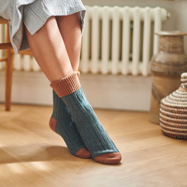 Slate & Copper Cashmere Blend Slouch Socks