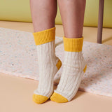 Oatmeal & Bright Yellow Cashmere Blend Slouch Socks