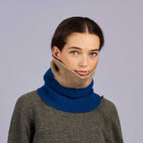 Marine Blue & Soft Brown Lambswool Snood