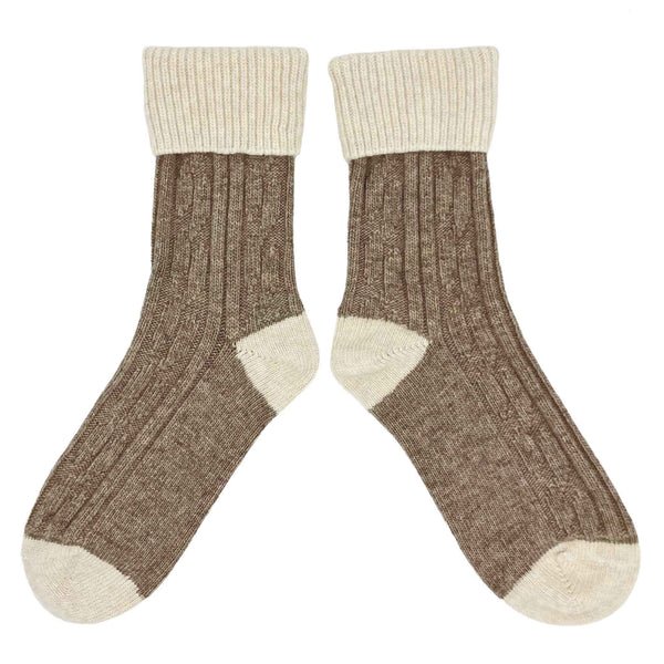 Tobacco & Oatmeal Cashmere Blend Slouch Socks