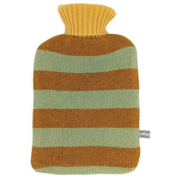 Lambswool Hot Water Bottle Cover - Mustard & Mint Stripes