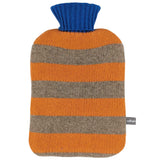 Lambswool Hot Water Bottle Cover - Peach & Mushroom Stripes