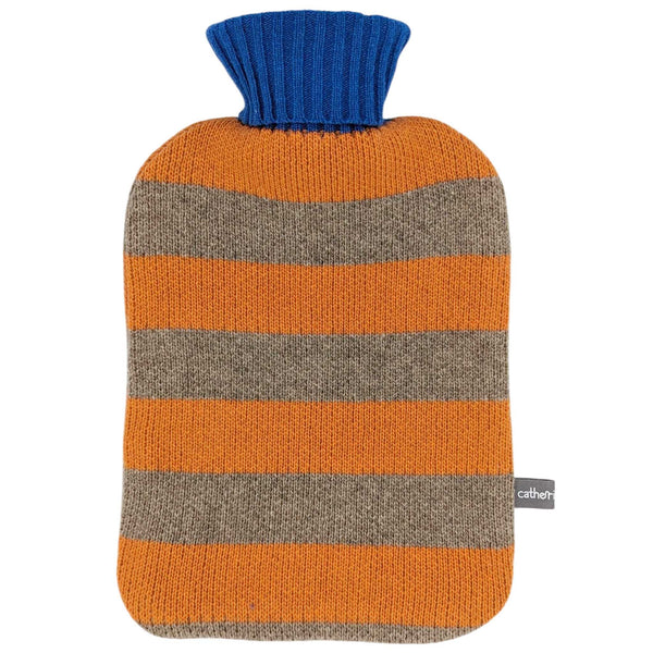 Lambswool Hot Water Bottle Cover - Peach & Mushroom Stripes
