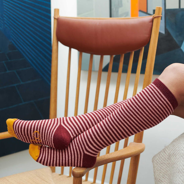 Women's Plum & Pink Stripe Lambswool Knee Socks